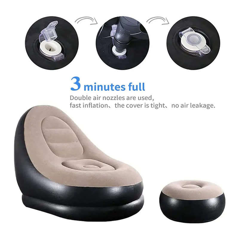 Leisure Reading PVC Flocking Lazy Inflatable Sofa Portable Lazy Outdoor Inflatable Footstool Seat