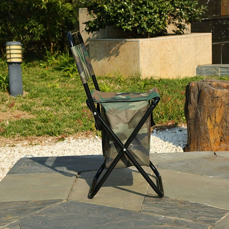 Outdoor Portable Fishing Stool with Storage Bag Folding Chair Camping Light Back Stool