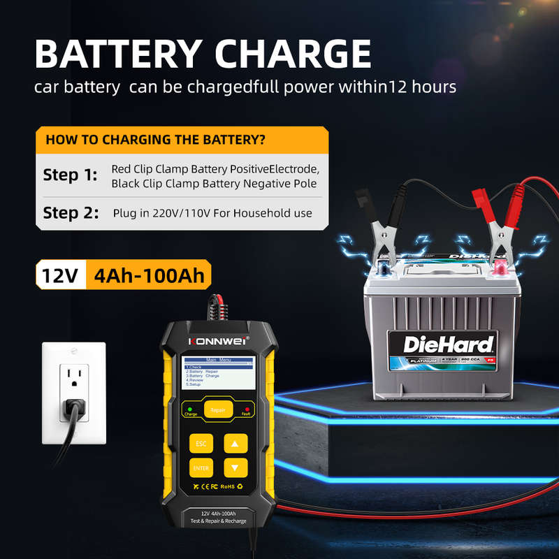 KW510 Car Battery Tester Vehicle Battery Charging System Tester Professional Diagnostic Equipment