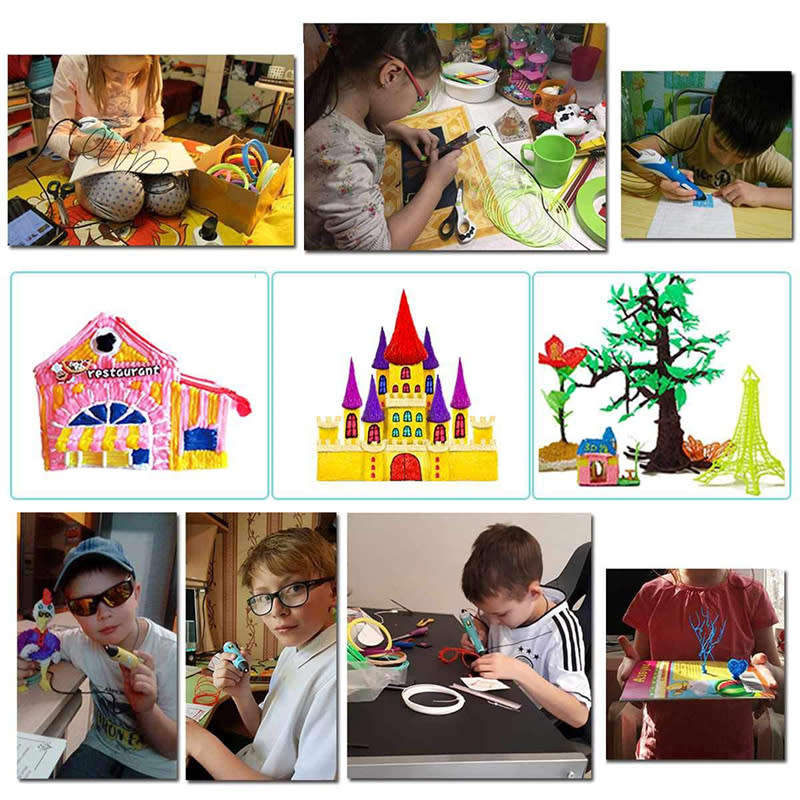 3D Pen with Colorful PLA Filament Refill, Compatible with PLA and ABS, Creative Toy