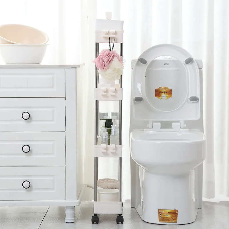4-layer Bathroom Rack Practical Storage Floor Rack Detachable Mobile Storage Rack Trolley