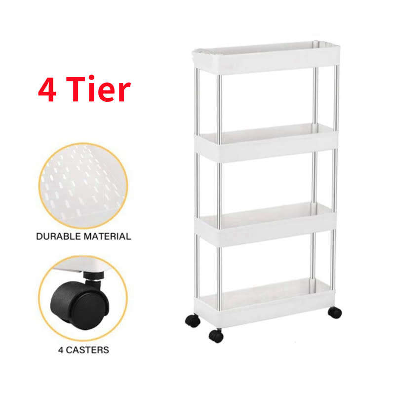 4-layer Bathroom Rack Practical Storage Floor Rack Detachable Mobile Storage Rack Trolley