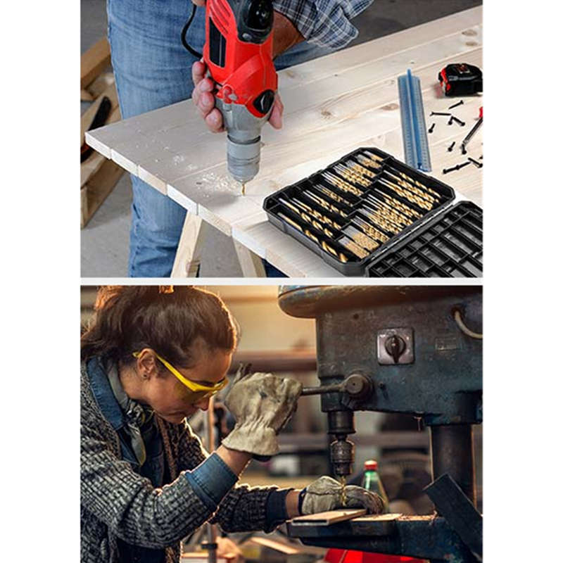 99 Pcs Twisted Metal Tools HSS 135° Tip Titanium Coated Twist Drill Bits Set with Storage Box