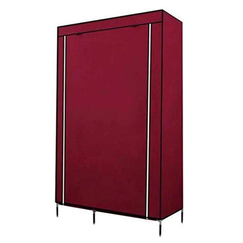 Foldable Portable Non-Woven Storage Wardrobe with 5 Cabinets and 1 Long Shelf