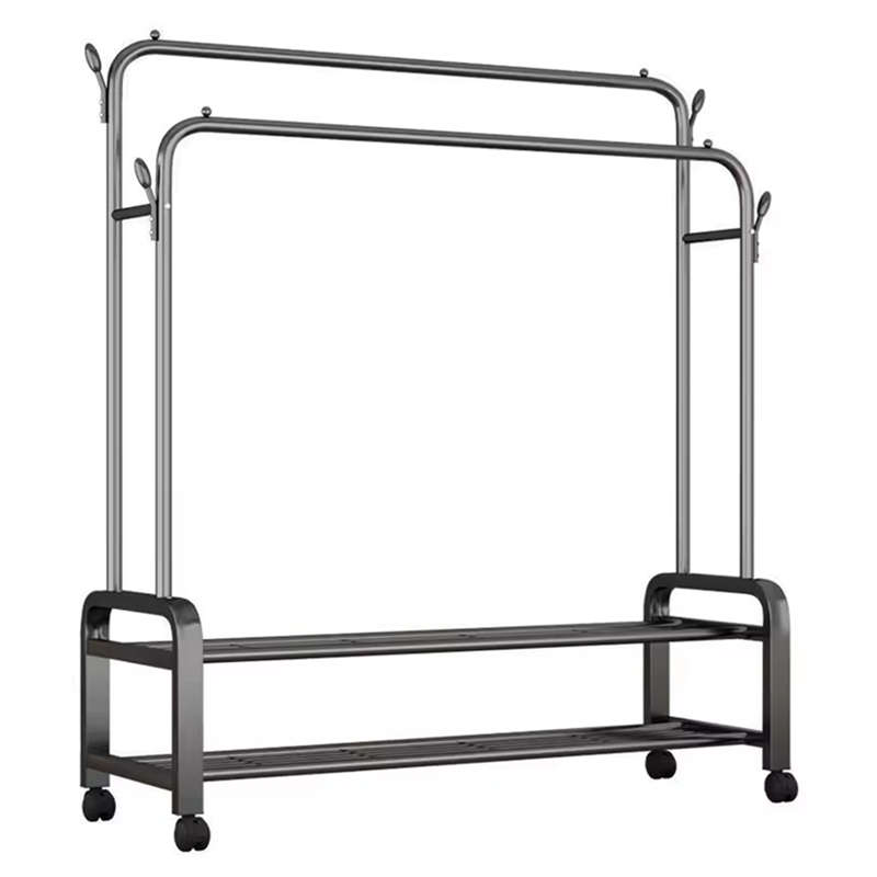 Heavy Duty Bedroom Adjustable Double Rod Clothes Rack