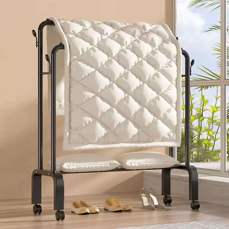 Heavy Duty Bedroom Adjustable Double Rod Clothes Rack