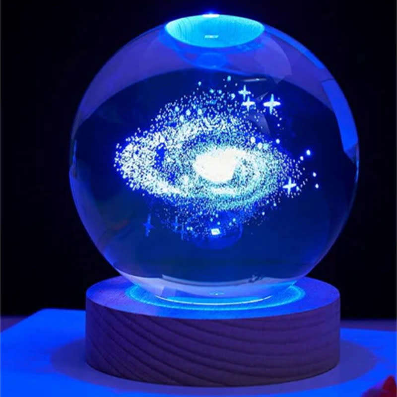 3D Solar System Crystal Ball Lamp, Galaxy Crystal Ball LED Luminous Night Light