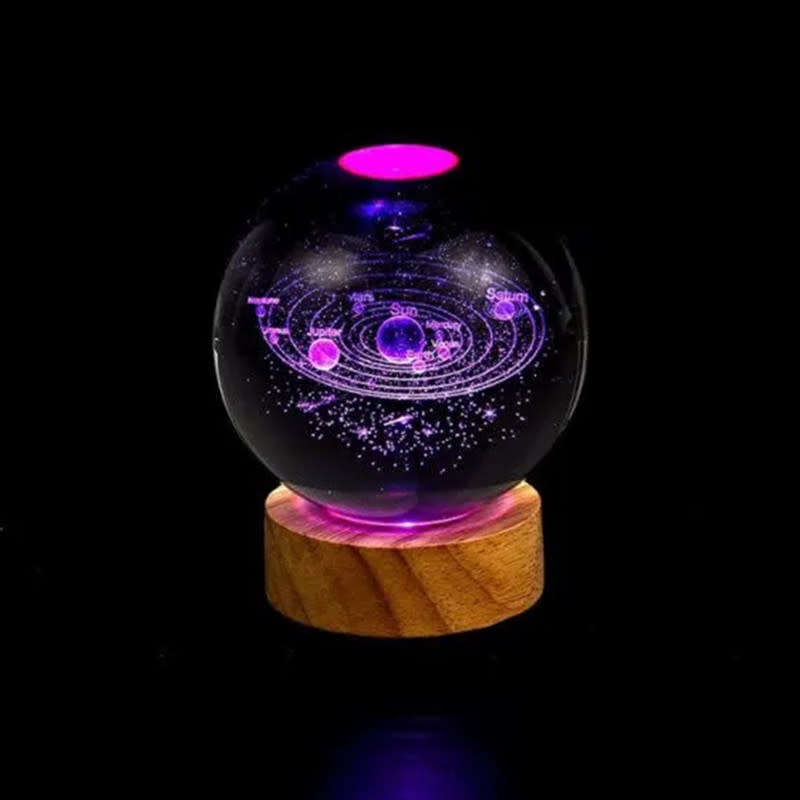 3D Solar System Crystal Ball Lamp, Galaxy Crystal Ball LED Luminous Night Light
