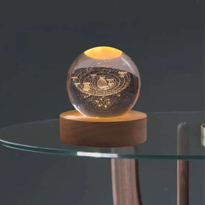 3D Solar System Crystal Ball Lamp, Galaxy Crystal Ball LED Luminous Night Light