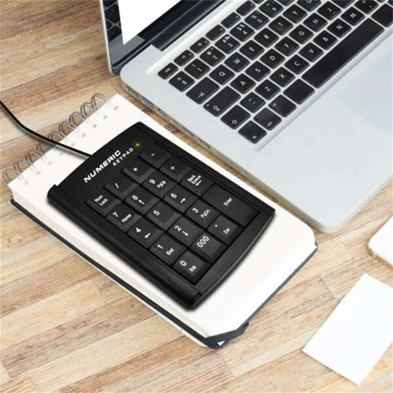 One-Handed USB 19-Key Wired Numeric Keypad for Laptop