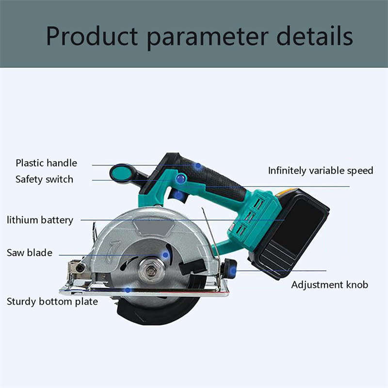 20V Adjustable Brushless Electric Circular Saw Wood Stone Cordless Electric Hand Saw