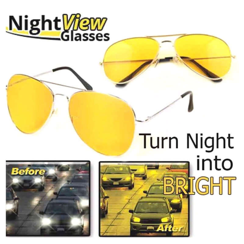 Yellow Polycarbonate Glare Reduction Night Vision Driving Glasses