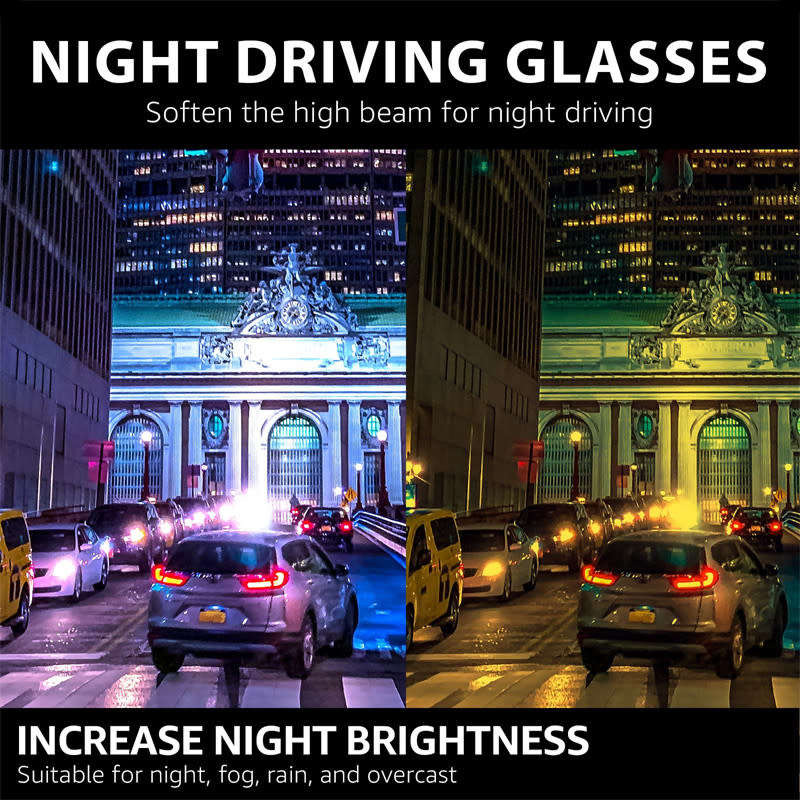 Yellow Polycarbonate Glare Reduction Night Vision Driving Glasses