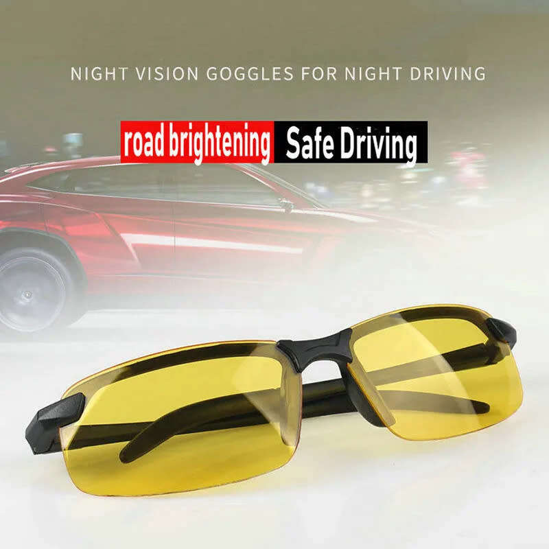 Night Driving Glasses HD Anti-Glare Unisex Vision Polarized Yellow Lenses Tinted