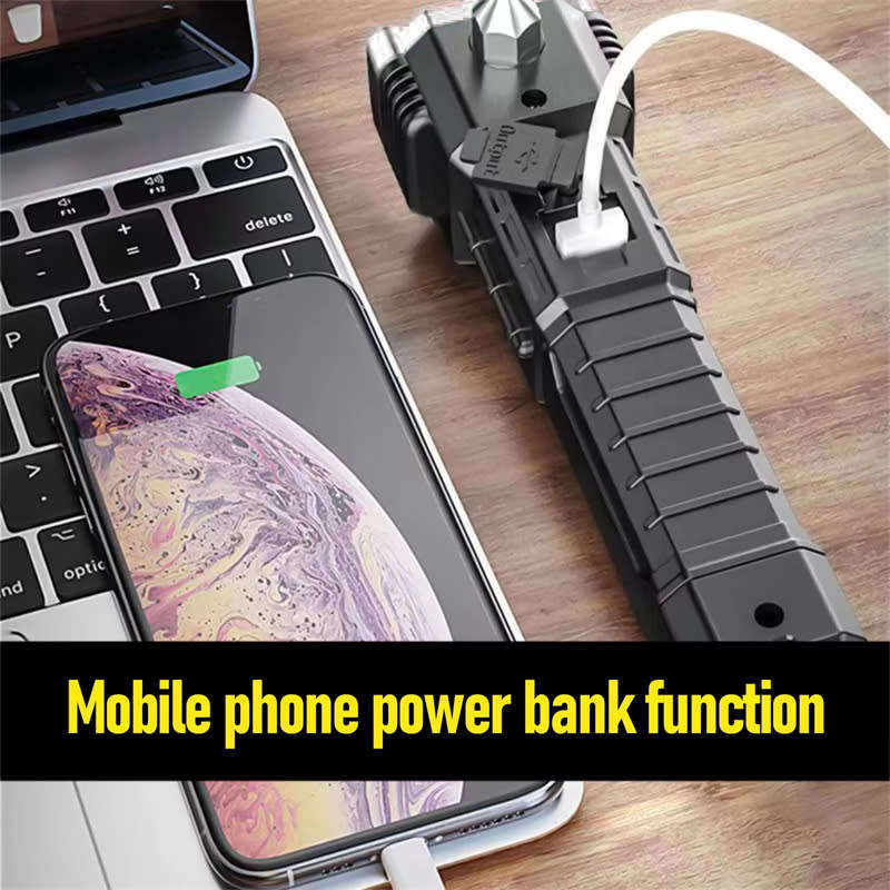 LED Rechargeable Waterproof Car Safety Hammer Flashlight with Window Breaker