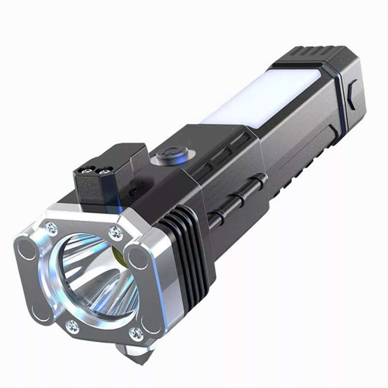 LED Rechargeable Waterproof Car Safety Hammer Flashlight with Window Breaker
