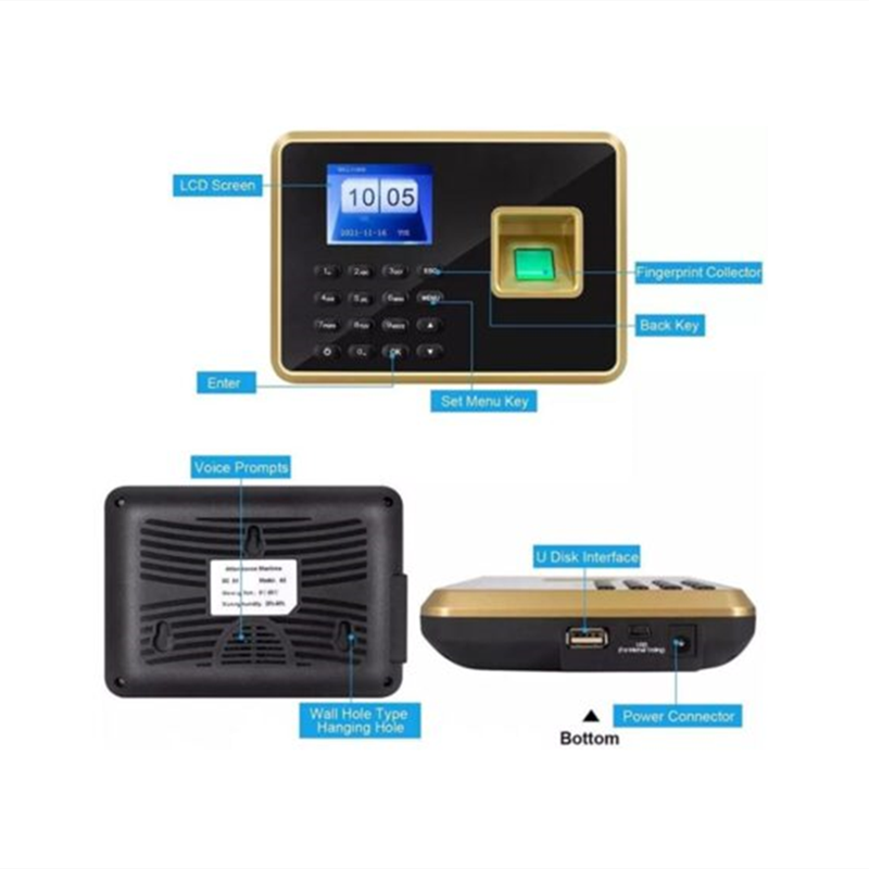 Biometric Fingerprint 2.4 Inch TFT Display Time Attendance Machine