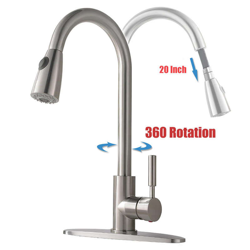Modern Pull-out Stainless Steel Kitchen Sink Faucet Swivel Spray Spray Faucet