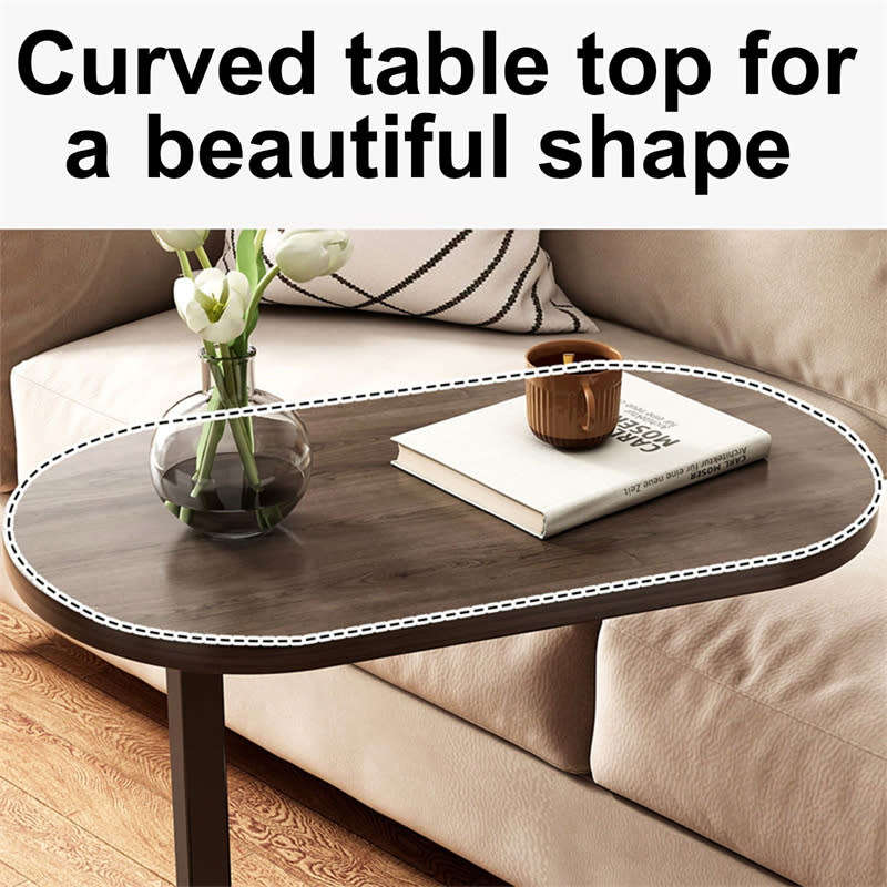 Convenient C Shape Wood Coffee Table Side Table with Metal Frame