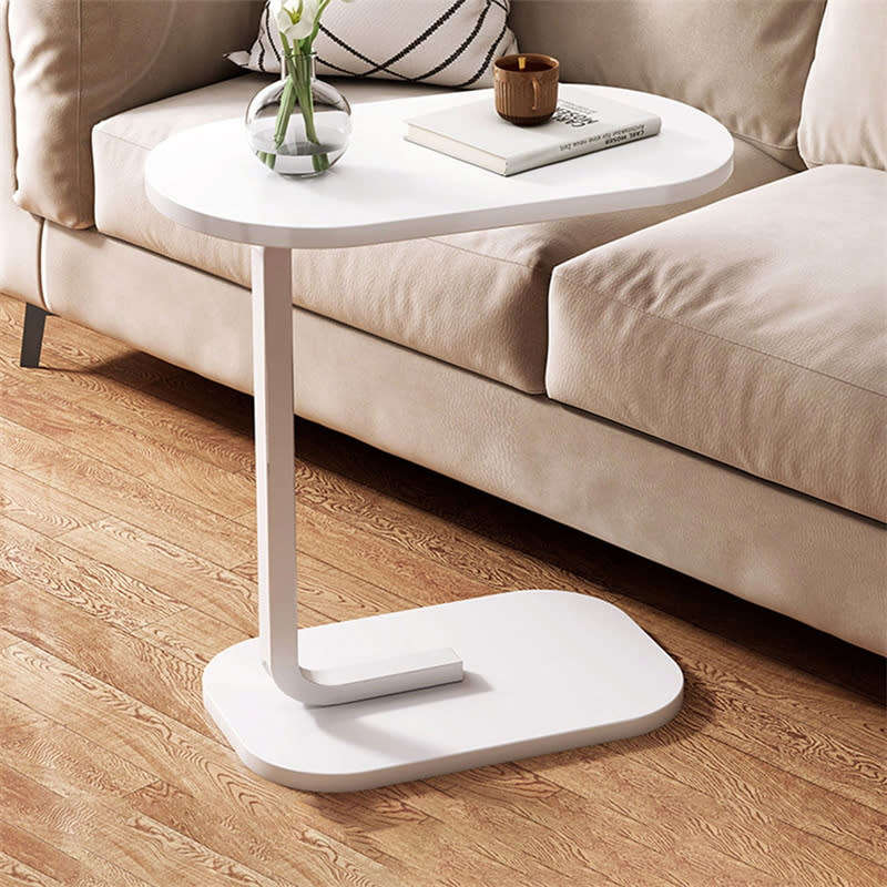 Convenient C Shape Wood Coffee Table Side Table with Metal Frame