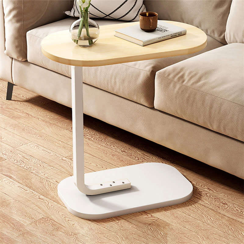Convenient C Shape Wood Coffee Table Side Table with Metal Frame