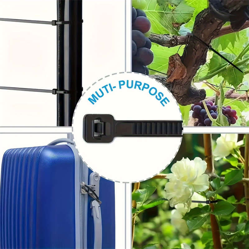 200 PCS Self-Locking Plastic Nylon Zipper Ties, Multipurpose Cable Management Ties