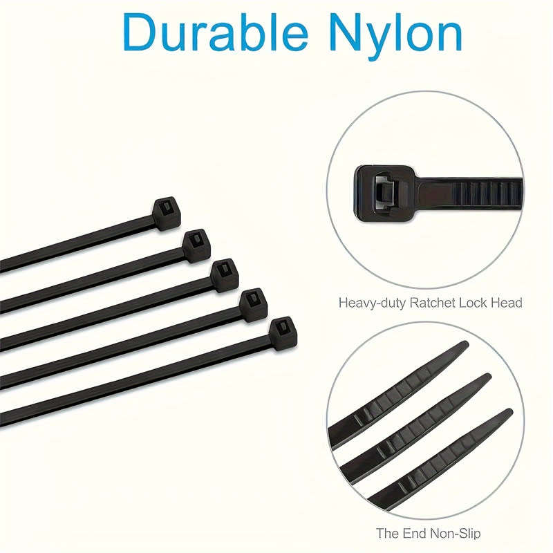200 PCS Self-Locking Plastic Nylon Zipper Ties, Multipurpose Cable Management Ties