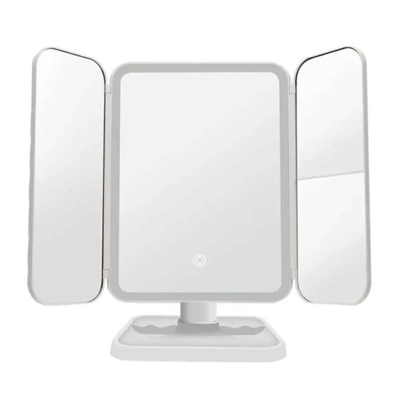 USB Rechargeable 76 LED Makeup Mirror, 3 Color Light Smart Complementary Makeup Mirror