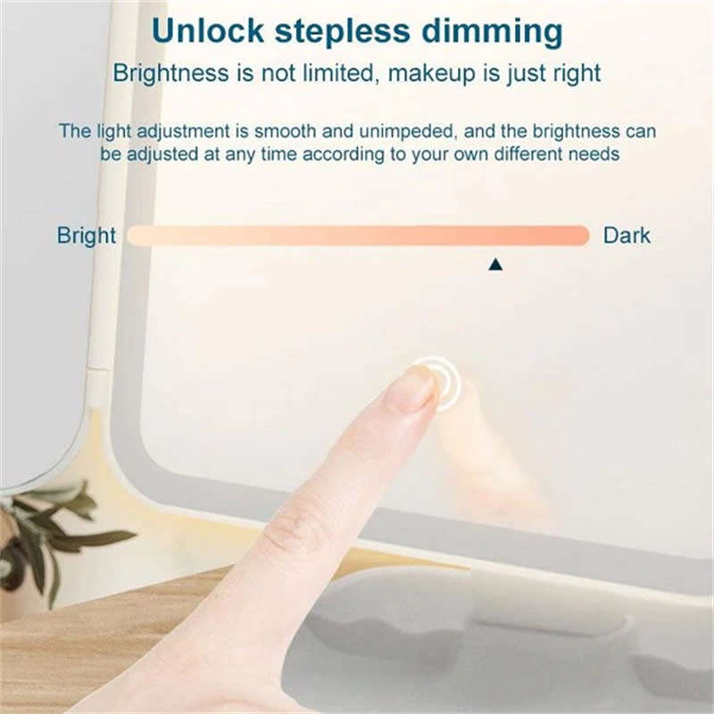 USB Rechargeable 76 LED Makeup Mirror, 3 Color Light Smart Complementary Makeup Mirror