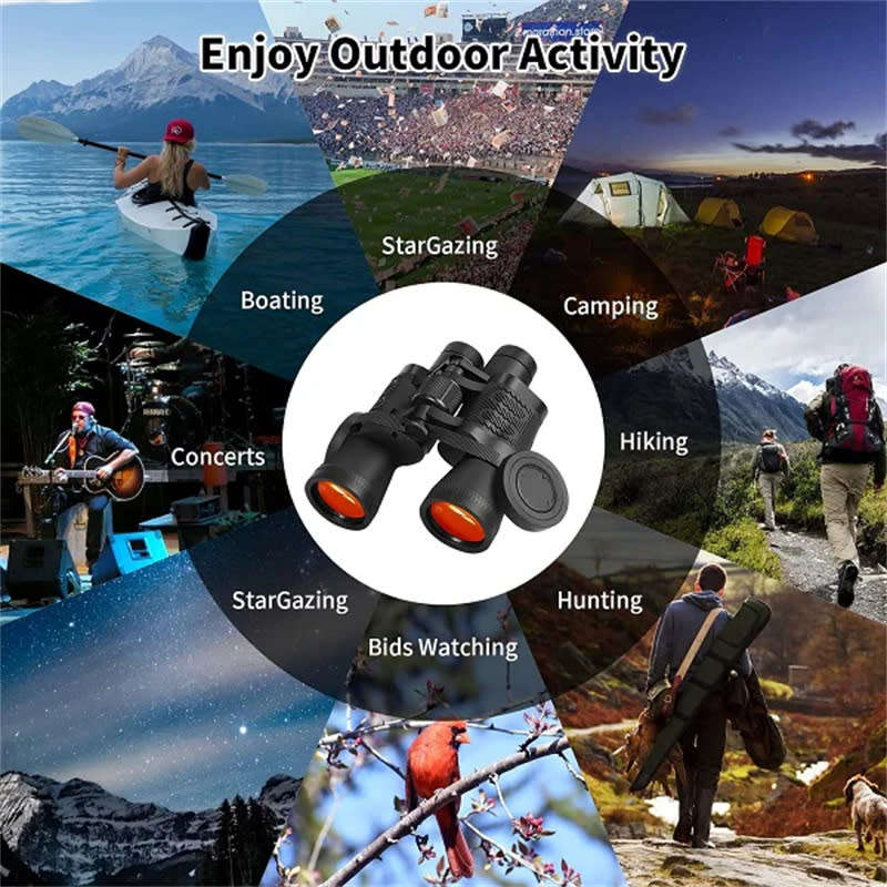 Binoculars Red Coated Compact Day and Night Vision Binoculars