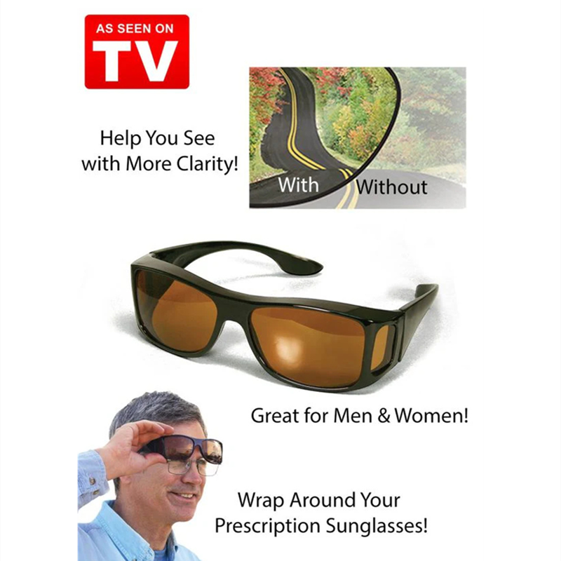 Night Vision Driving Anti-Glare Glasses HD Vision Wraparound Glasses