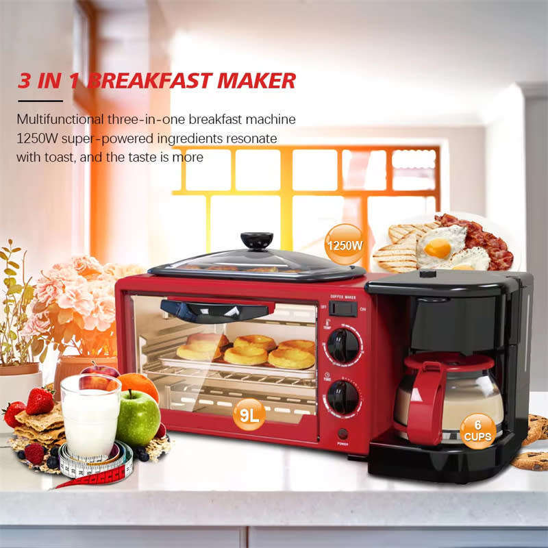3 in 1 Multifunctional High Heating Electric Mini Oven with Coffee Maker Breakfast Maker Oven