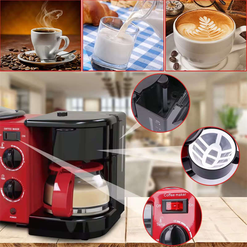 3 in 1 Multifunctional High Heating Electric Mini Oven with Coffee Maker Breakfast Maker Oven