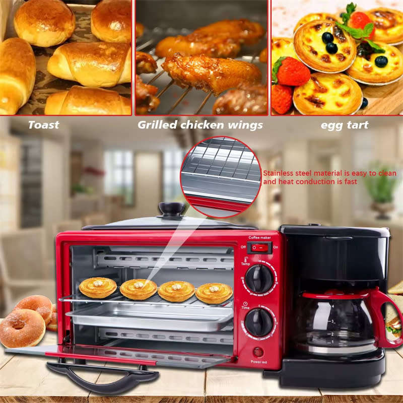 3 in 1 Multifunctional High Heating Electric Mini Oven with Coffee Maker Breakfast Maker Oven