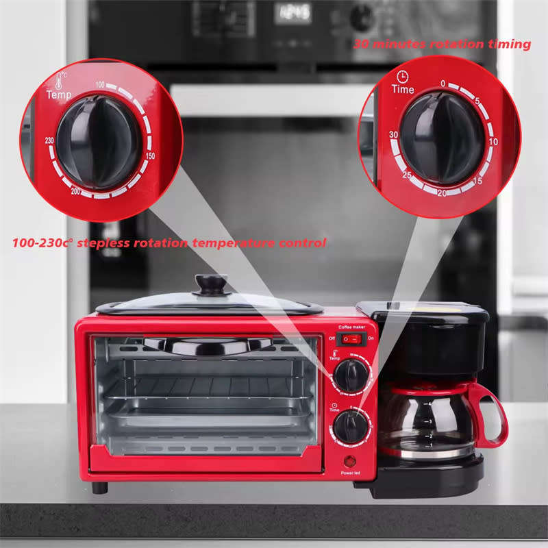 3 in 1 Multifunctional High Heating Electric Mini Oven with Coffee Maker Breakfast Maker Oven