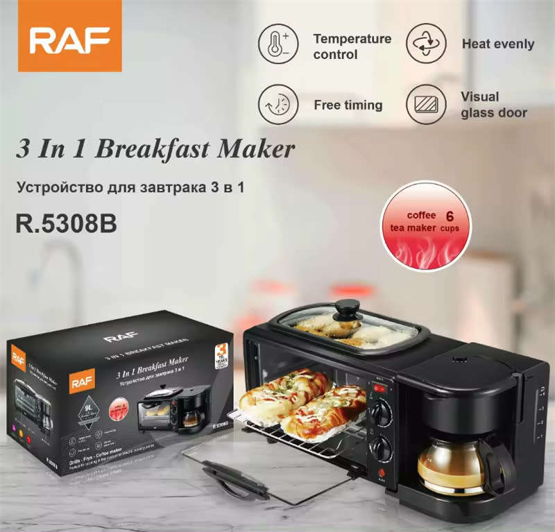 3 in 1 Multifunctional High Heating Electric Mini Oven with Coffee Maker Breakfast Maker Oven