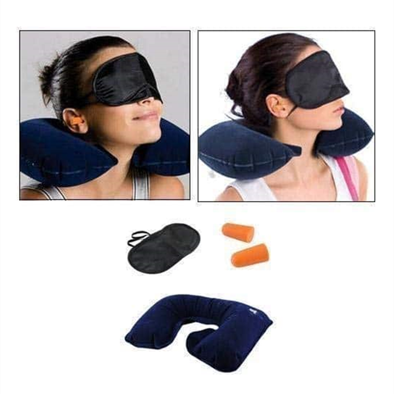 3 in 1 Travel Selection Comfort Neck Pillow Eye Mask Ear Plugs