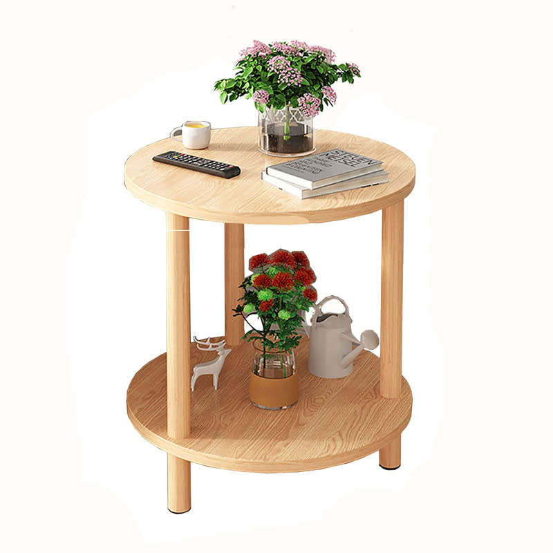 Balcony Living Room Corner Table Modern Simple Double-Layer Round Coffee Table 53cm x 50cm
