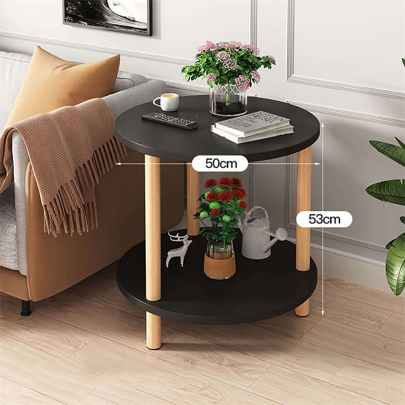Balcony Living Room Corner Table Modern Simple Double-Layer Round Coffee Table 53cm x 50cm