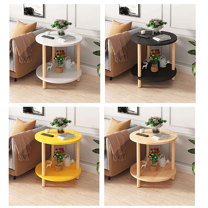 Balcony Living Room Corner Table Modern Simple Double-Layer Round Coffee Table 53cm x 50cm