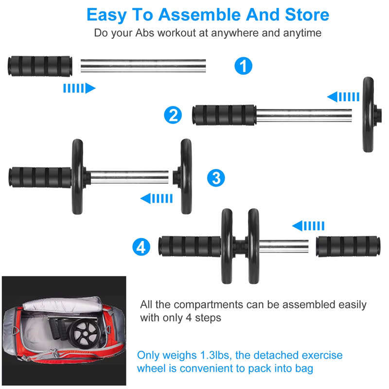 Abdominal Roller Fitness Exercise Roller with Knee Pads for Home Gym