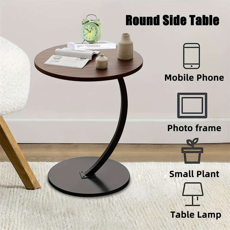 Modern Fashion C Shape Side Table Terrace Coffee Table Round Home Creative Design Simple Bedside