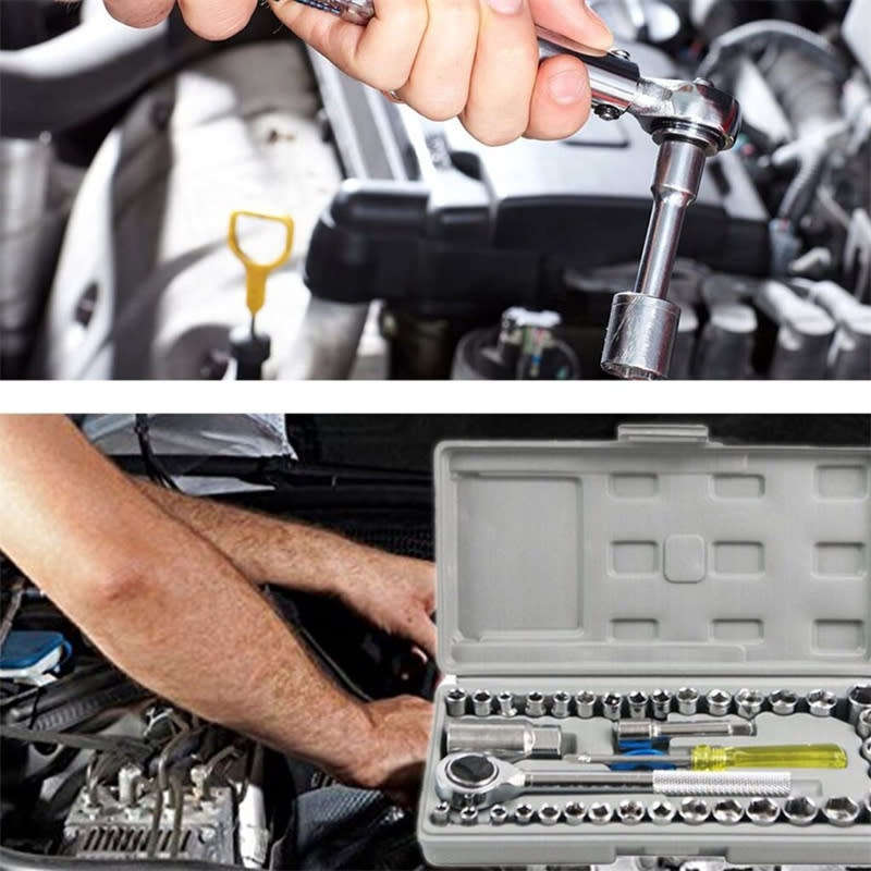 40 in 1 Combination Socket Wrench DIY Hand Tool Ratchet Socket Bolt Handle Set for Motorcycle Bike