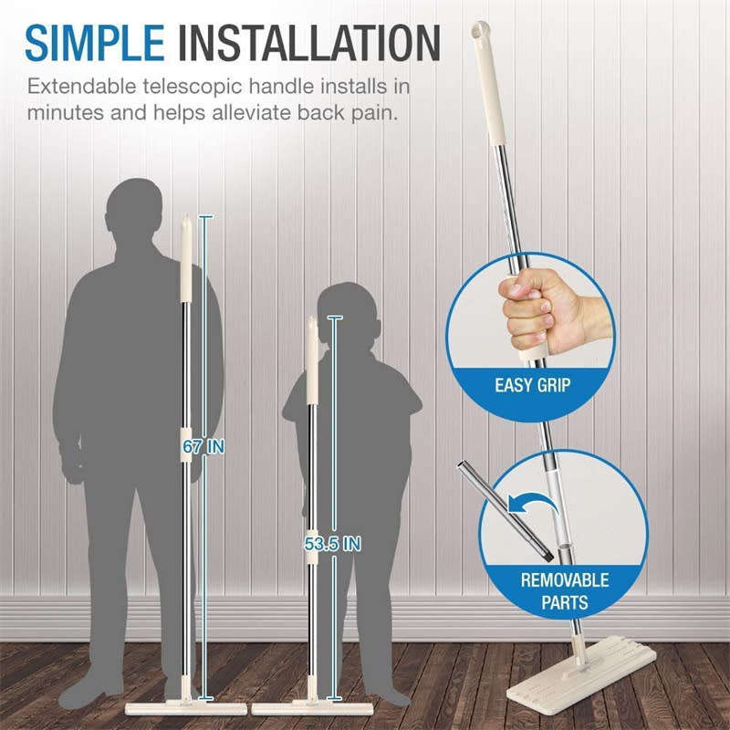 2 in 1 Scratch Cleaning Mop with Bucket Hands Free Microfiber Flat Magic Spin Mop 360° System