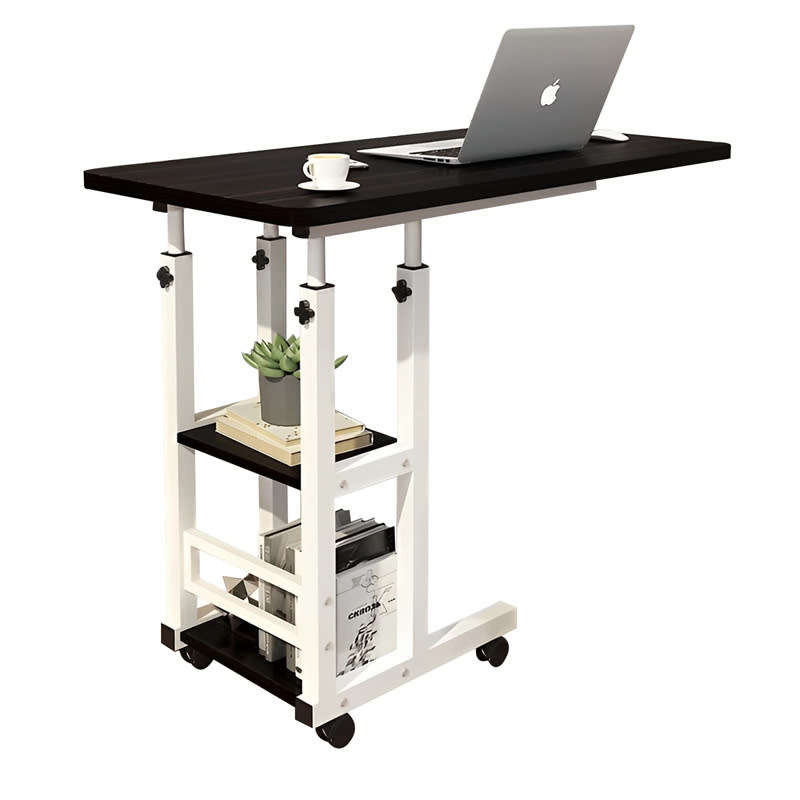 Adjustable Standing Small Desk, Portable Laptop Desk Mobile Rolling Desk on Wheels with Storage