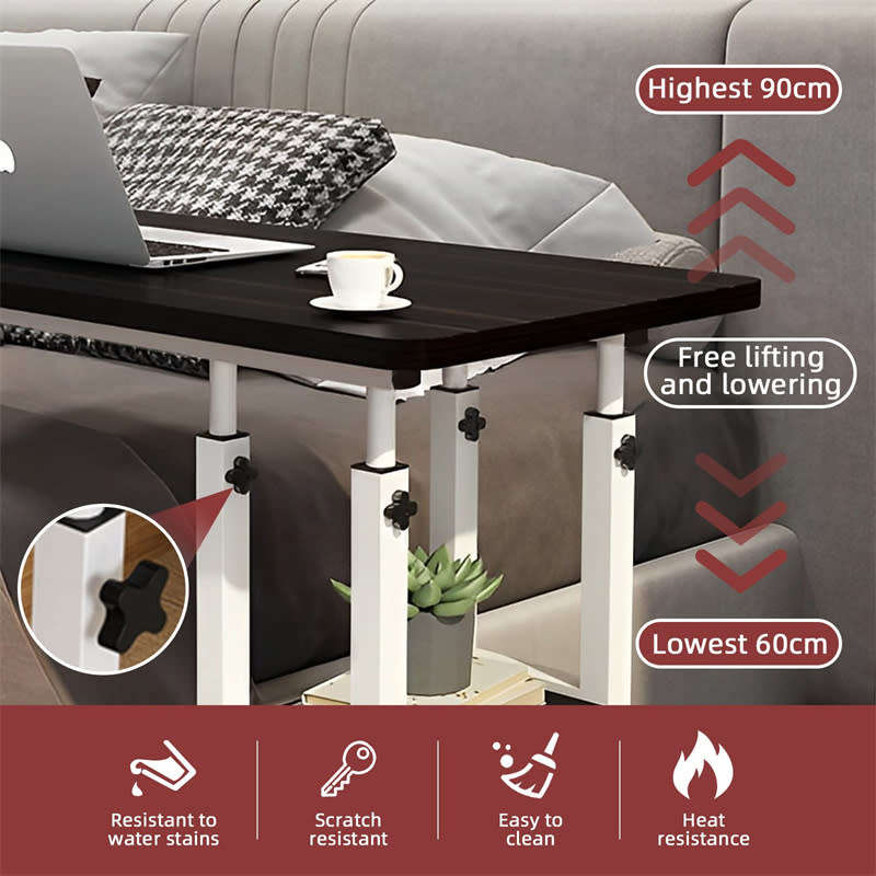 Adjustable Standing Small Desk, Portable Laptop Desk Mobile Rolling Desk on Wheels with Storage