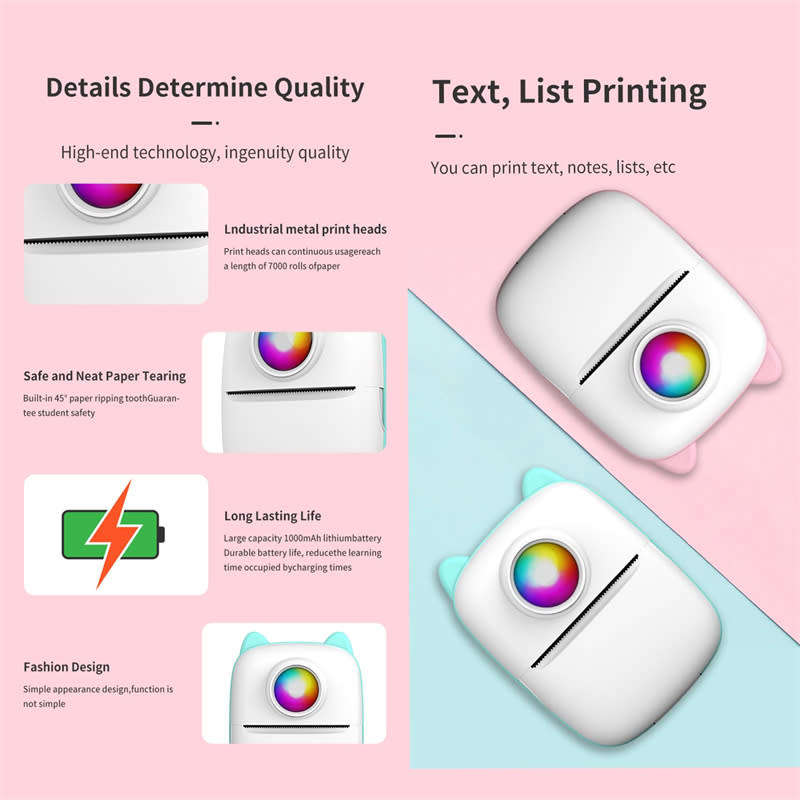 Portable Pocket Photo Printer Multi-Function Mini Wireless Printer