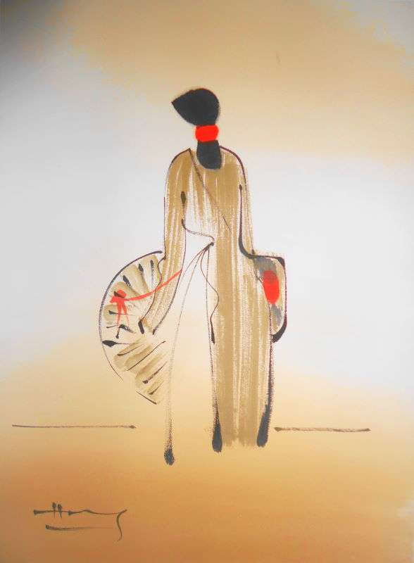 Signed watercolour on silk canvas