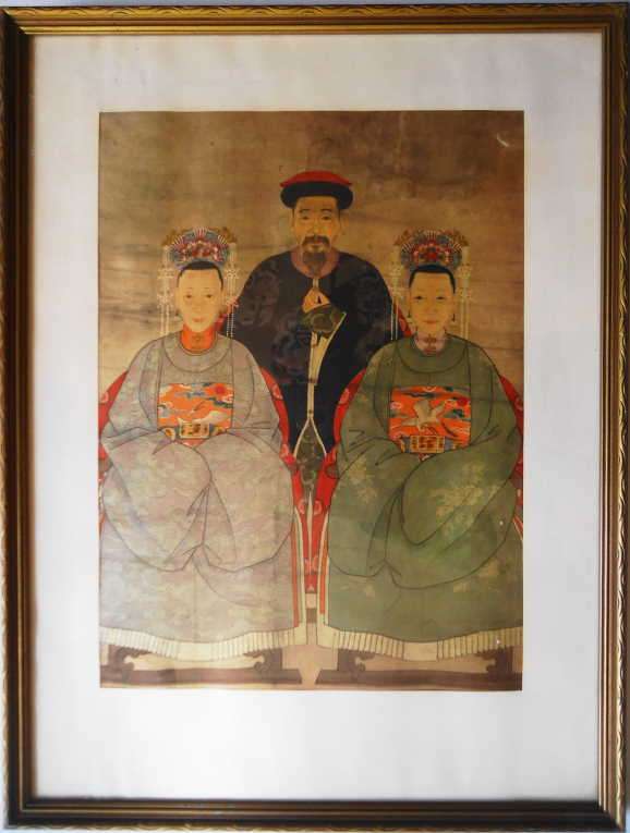 Vintage Japanese ancestral colour plate on silk