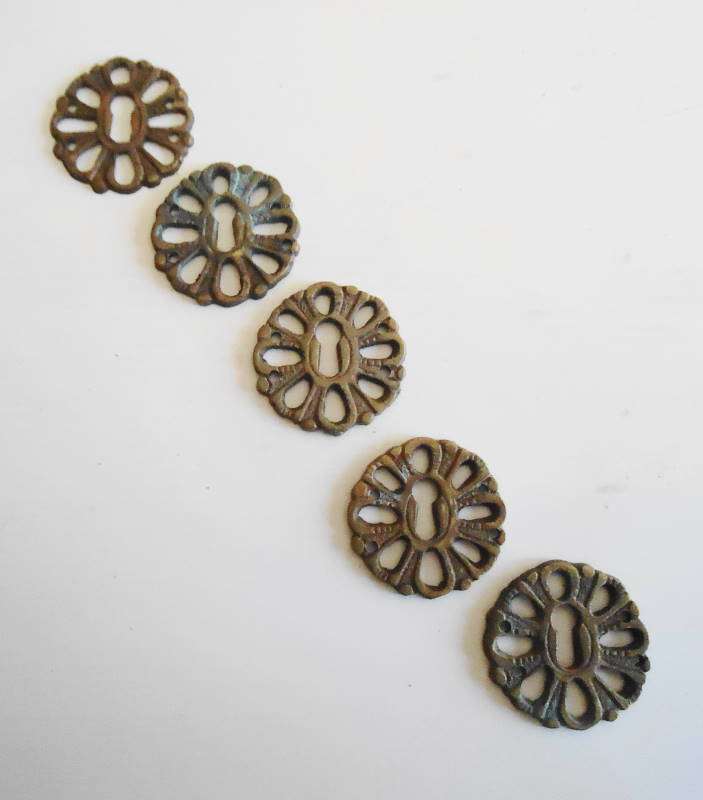 VINTAGE BRASS KEY ESCUTCHEONS